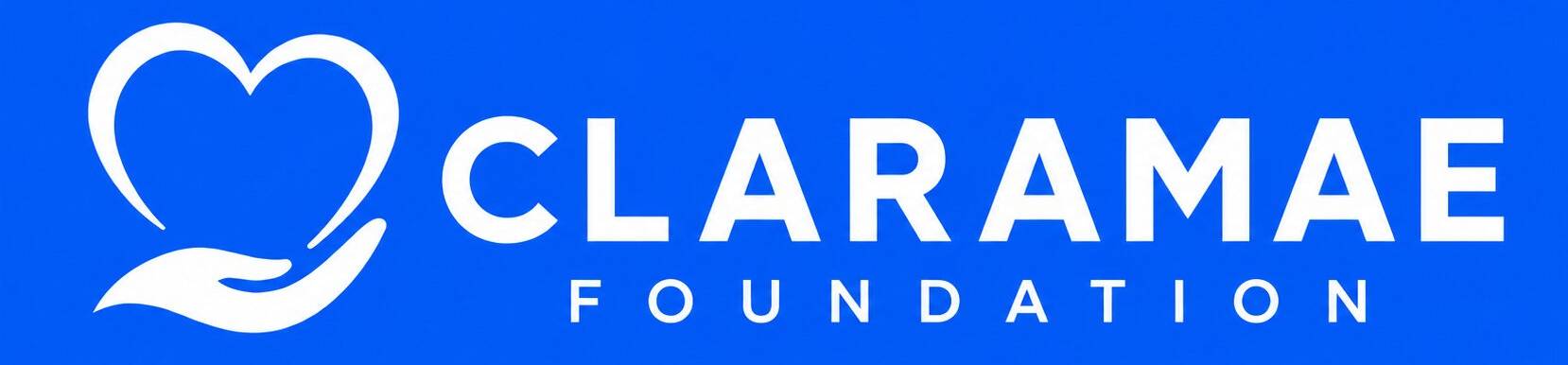 Claramae Foundation logo: heart cradled by hand